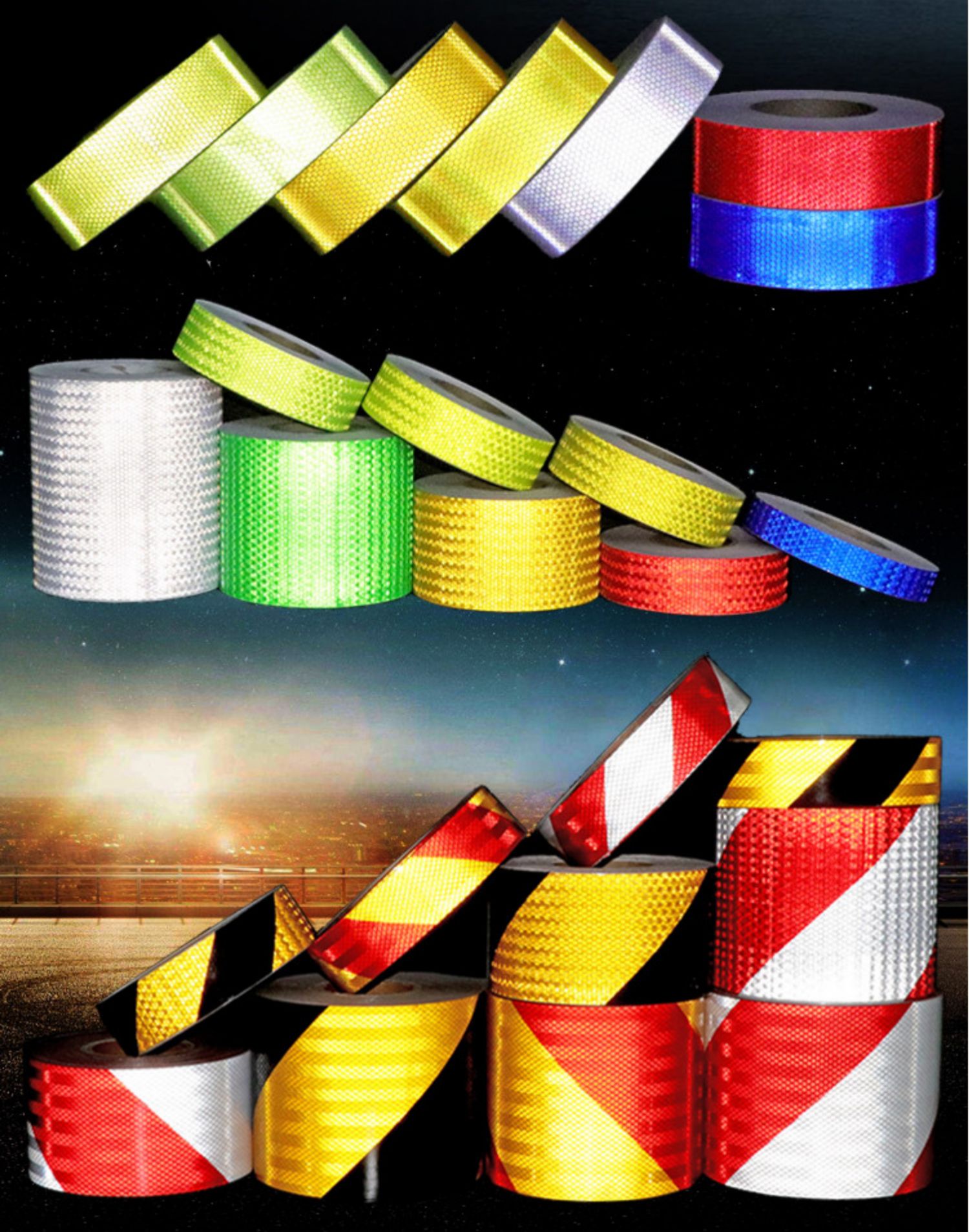 15cm夜光高亮反光贴交通膜道路安全设施护栏防撞警示标识胶带定制 15