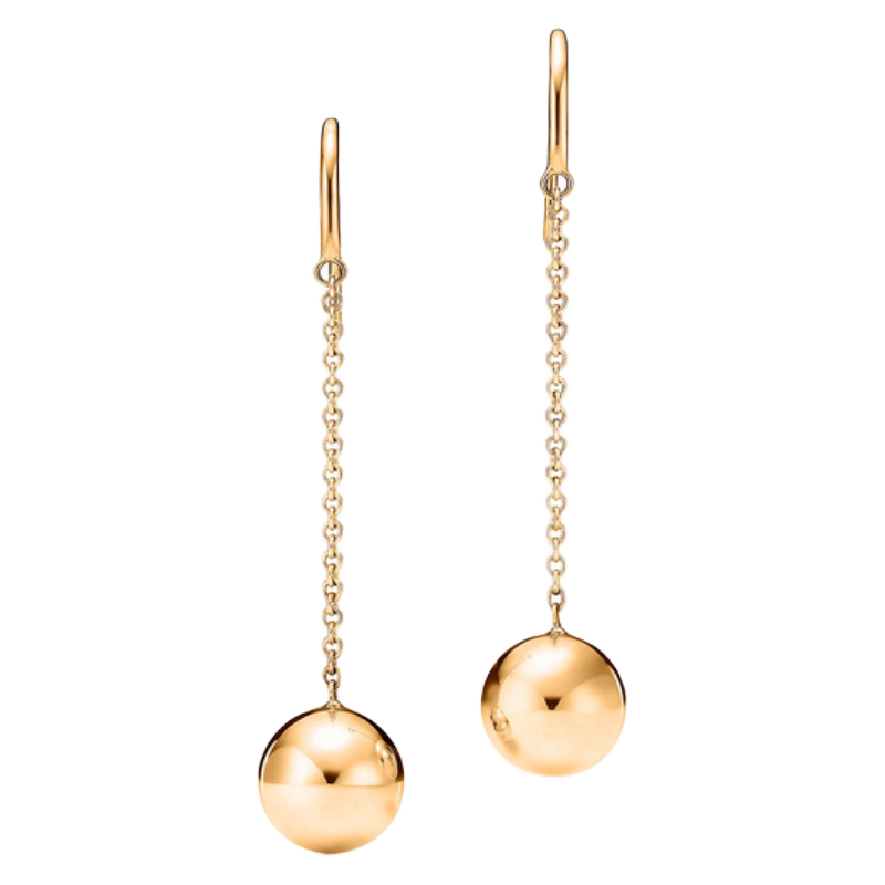 蒂芙尼tiffanyco耳坠女18k黄金色球形钩式耳环18k玫瑰金色38172816