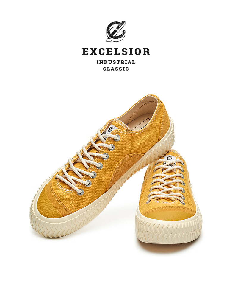 excelsior韩国饼干鞋女百搭运动休闲鞋经典低帮简约滑板帆布鞋落日黄