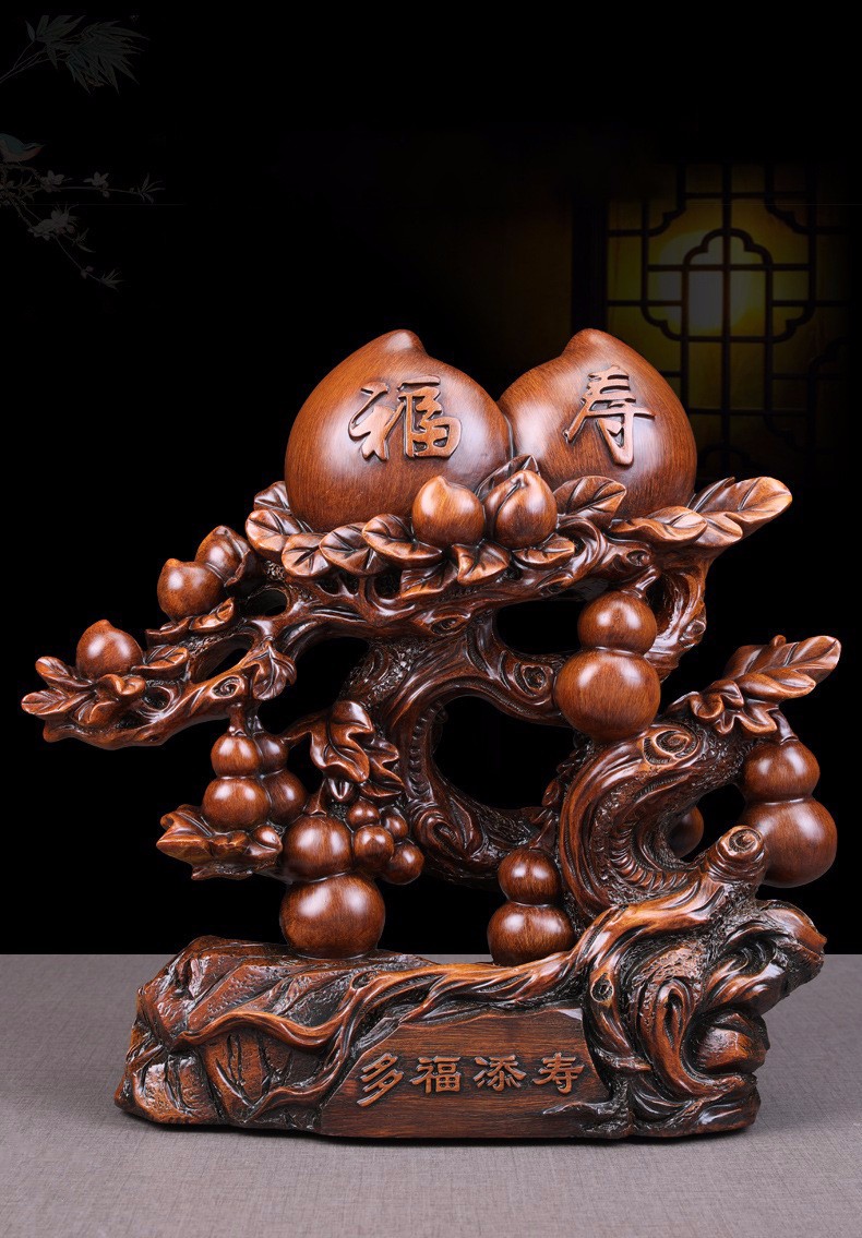 瑞亿祥福寿双全寿桃摆件贺寿生日礼物6080大寿老年人长辈祝寿客厅柜