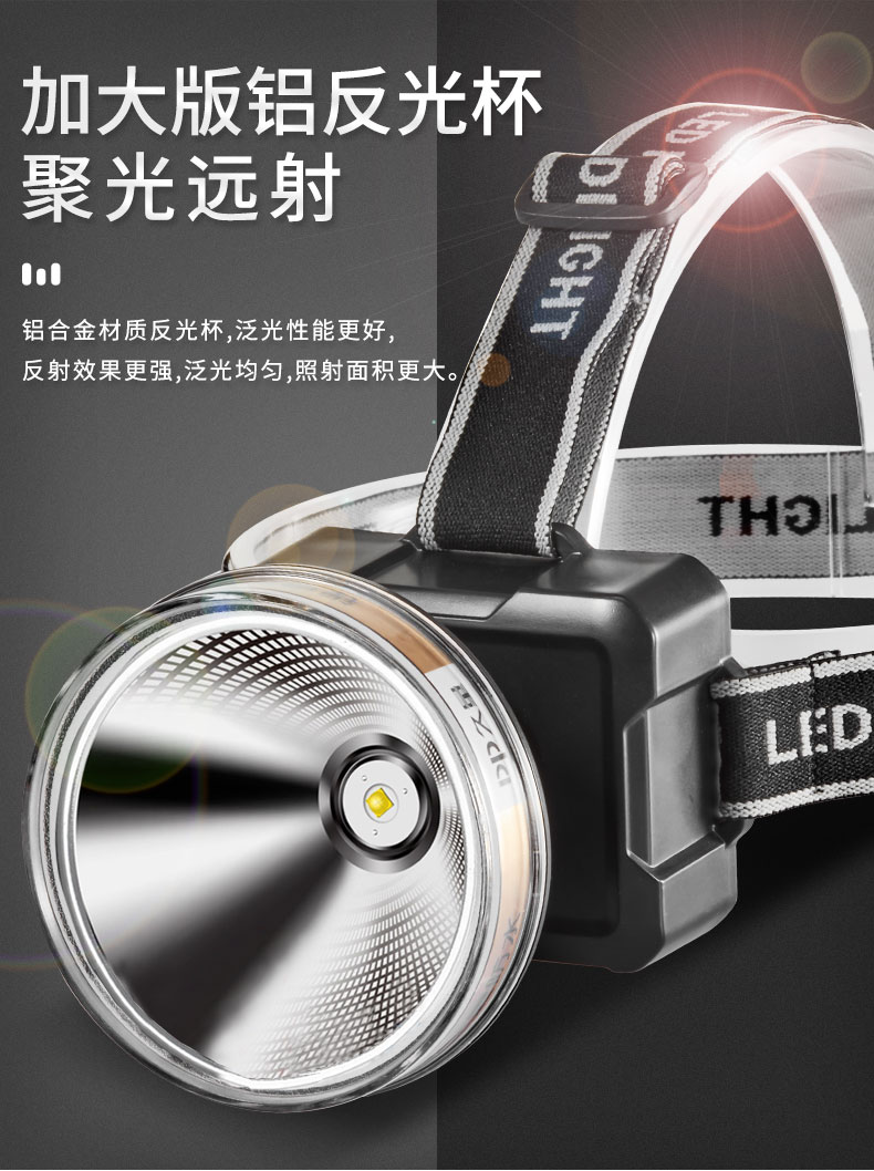 久量强光头灯久量强光头灯充电超亮头戴式电筒疝气灯户外钓鱼大功率