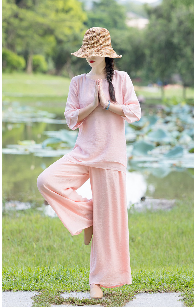 棉麻女装禅意白色禅舞服中式唐装棉麻瑜伽服禅修居士服春中国风女装两