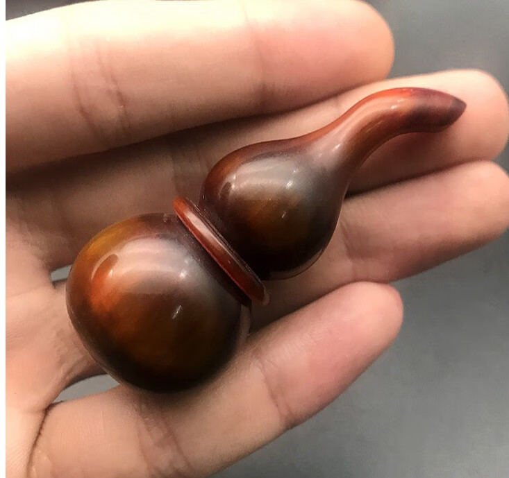 牛角把件牛角葫芦手把件摆件挂件天然古玩文玩角雕精雕刻男士随身手玩