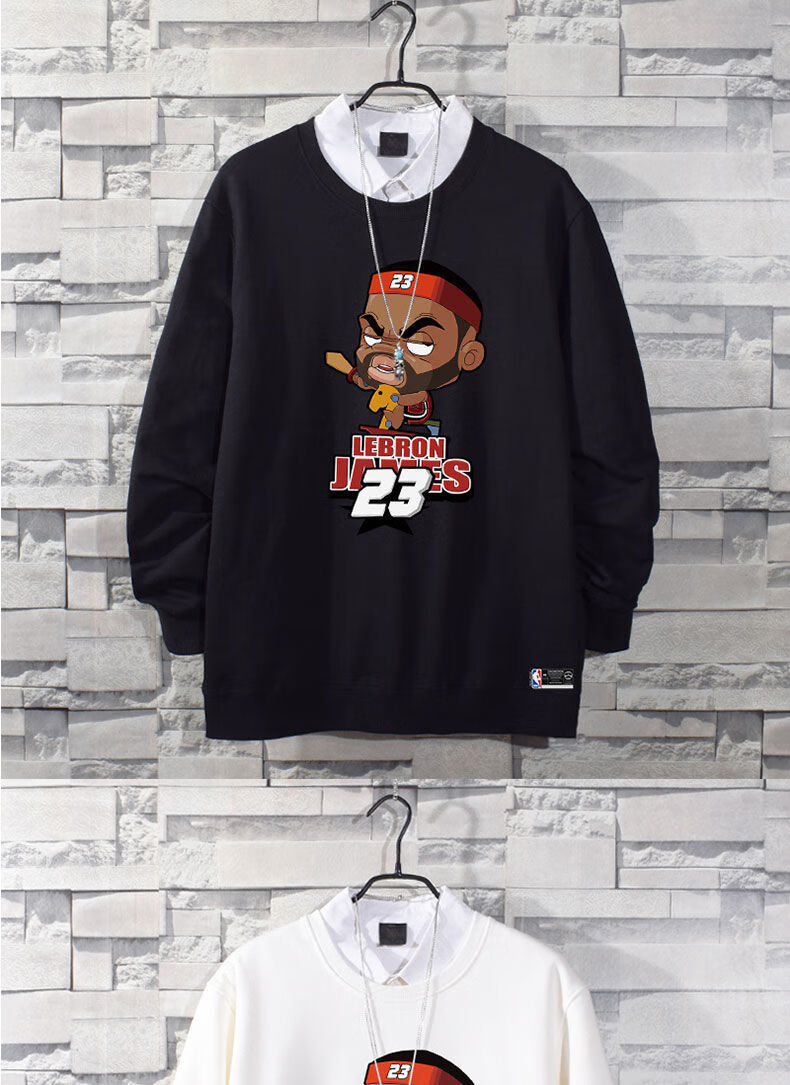 fthj篮球卫衣美式q版运动圆领卫衣男学生宽松加绒打底衫冬天卫衣男