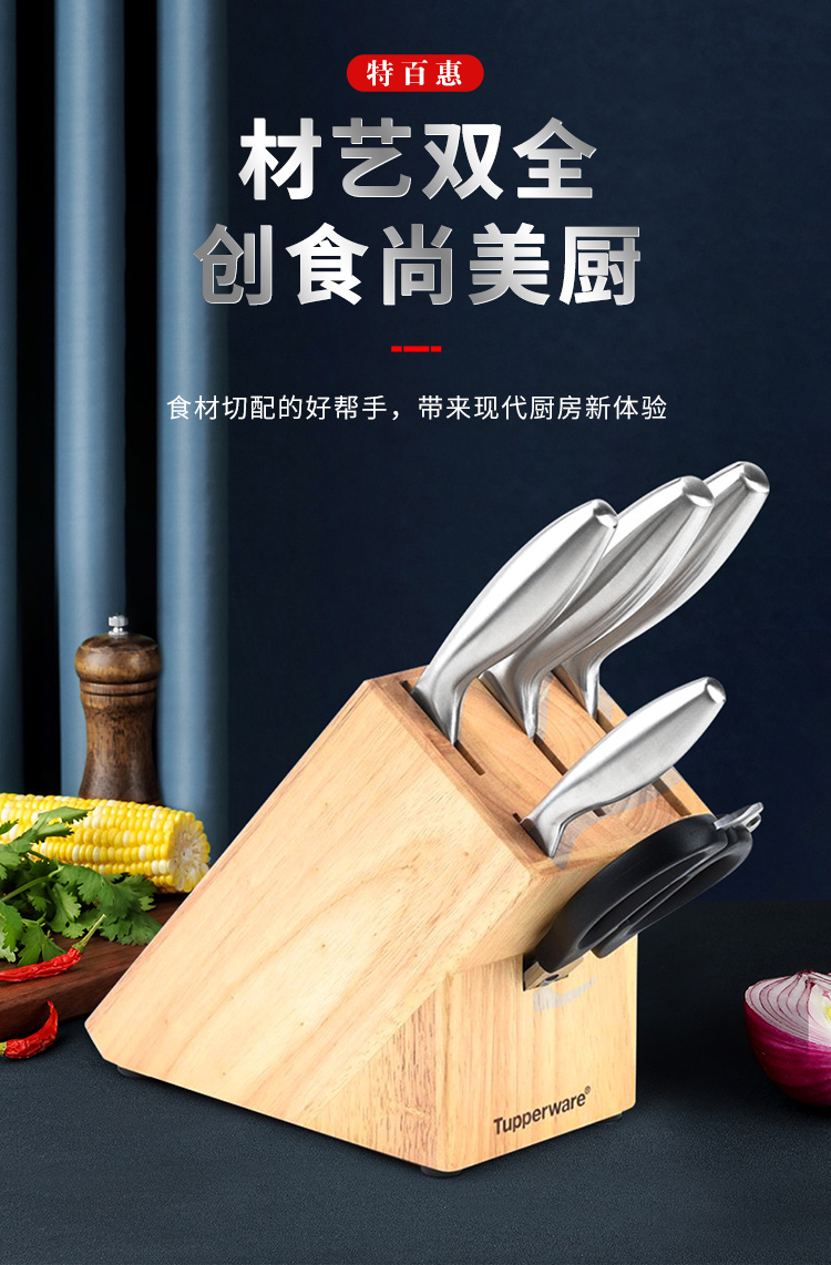 特百惠(tupperware)大师系列精钢刀具6件套带底座 熟食刀【图片 价格