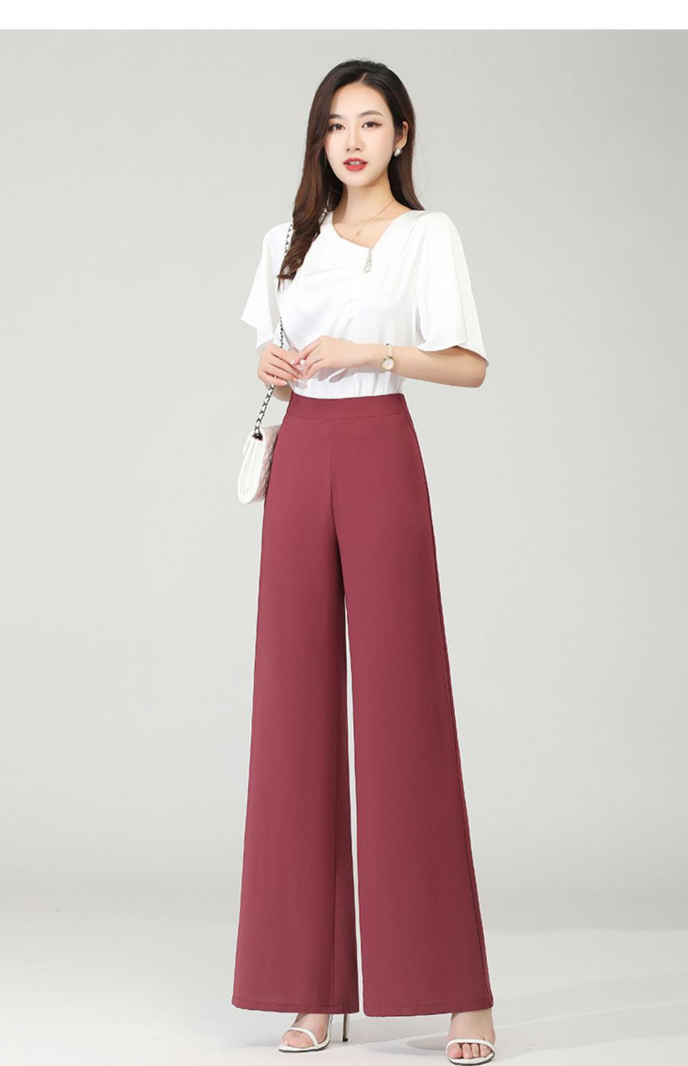 凯姿瑜中年妇女大甩裤女薄款阔腿裤长款新款雪纺裤女夏季长裤高腰显瘦