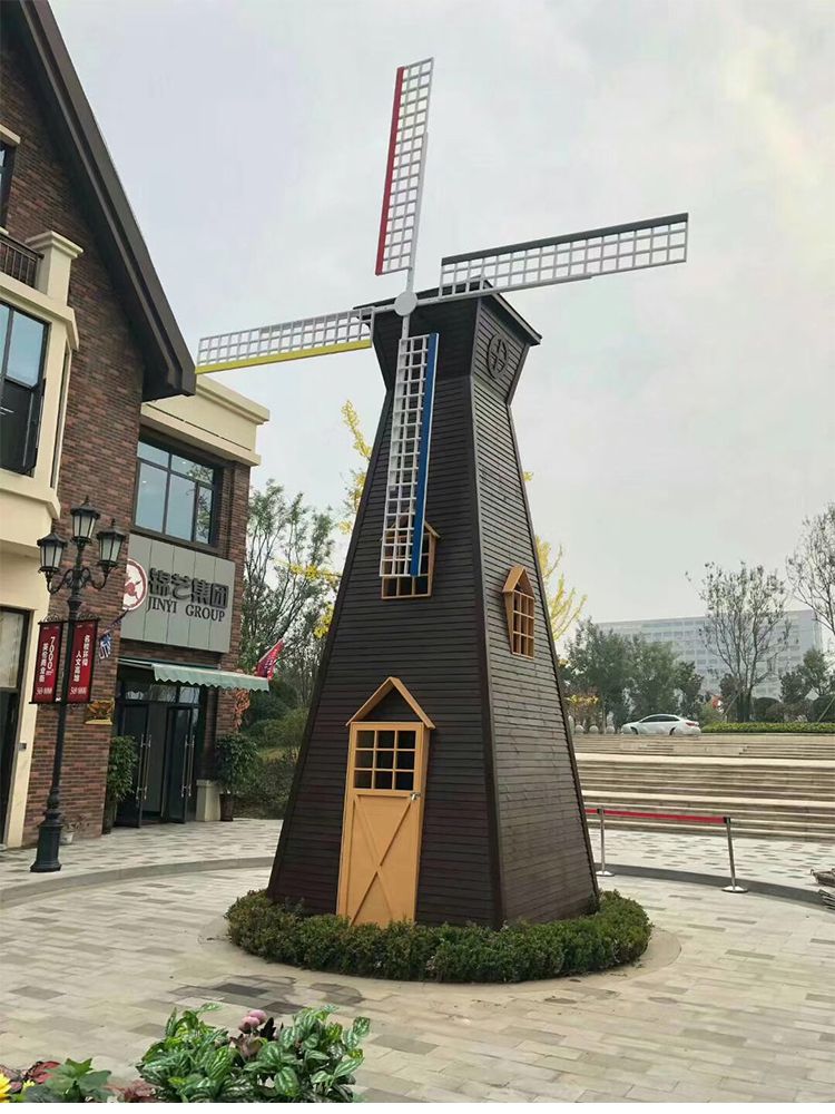定制防腐木风车景观荷兰大风车户外实木风车防腐木荷兰风车户外木质