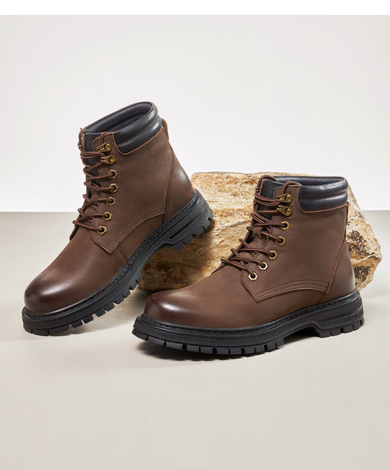 camel骆驼官方店 2022秋冬季新款男鞋 潮流机车皮靴子男复古英伦风