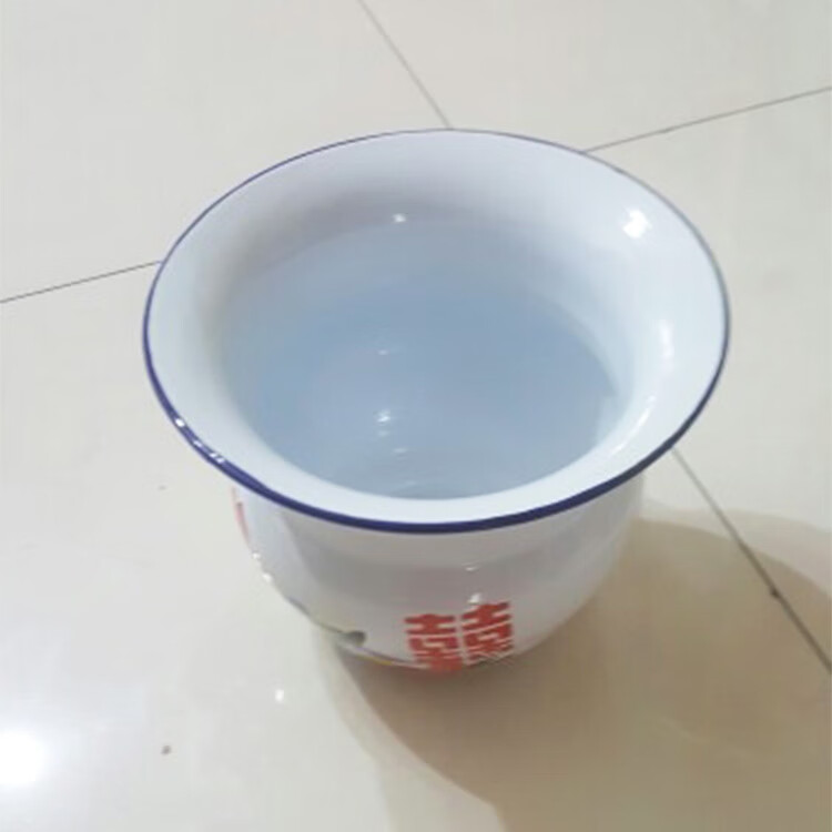 防滑老式搪瓷加高加厚儿童便盆痰盂坐便器痰桶便盆尿罐尿桶 矮白色痰