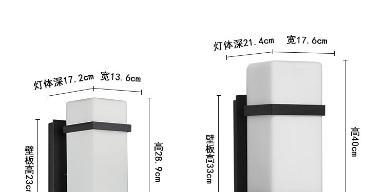 8，山頭林村室外防水壁燈 戶外防水壁燈北歐簡約現代室外牆大門陽台別墅花園 小號-砂黑色(不帶燈泡)