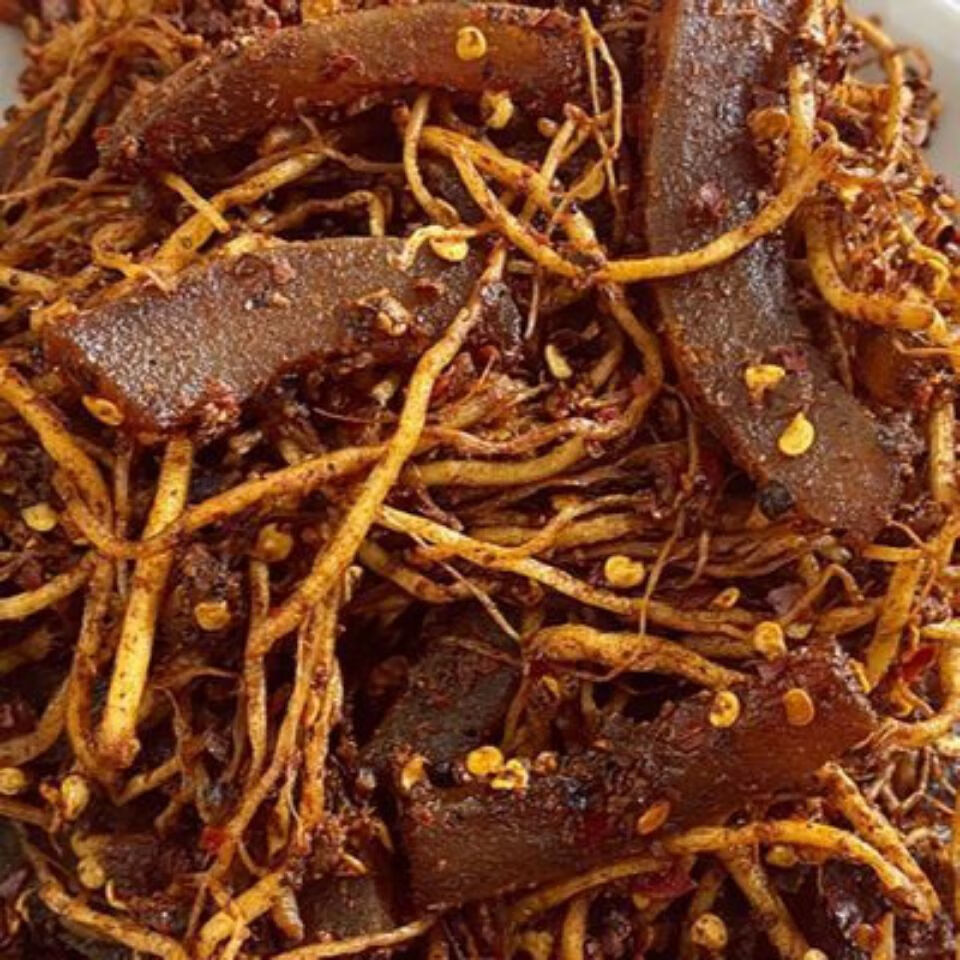 [京享购]牛`皮菜根 西盟自制变态辣怪味 菜根佤味麻辣酸辣牛皮下饭菜