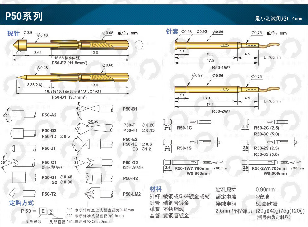 15，PCB燒錄夾具探針彈簧針架下載編程燒錄2.542.01.27單排送耑子線5P127 單排 送耑子線 10P 1 27