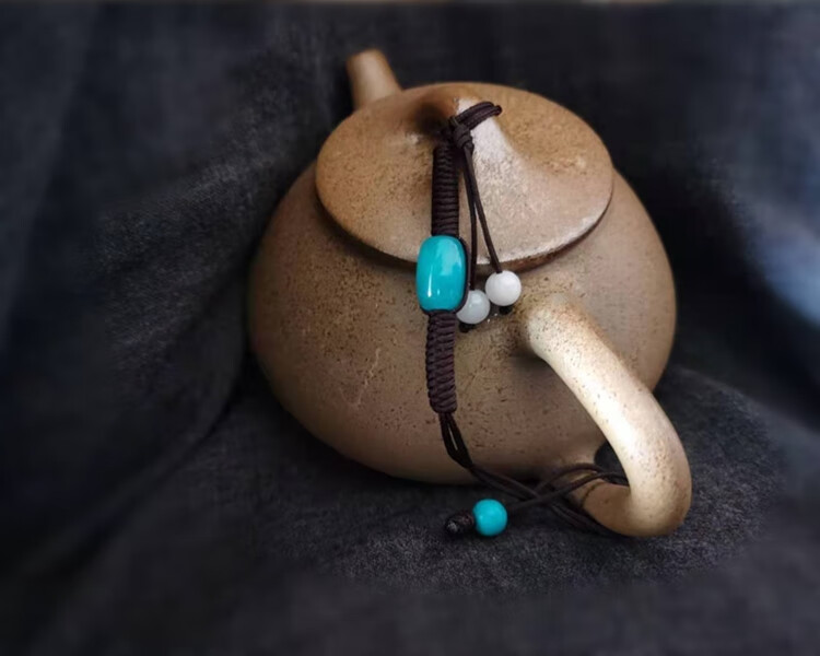 2022新款创意紫砂壶绳子 编绳手工编织茶壶绳 紫砂紫陶壶盖防摔绳石瓢