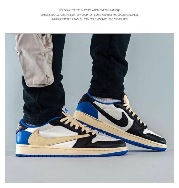 aj1闪电倒钩low纯原版本藤原浩鬼脸三方联名低帮鞋男女板鞋运动鞋aj1