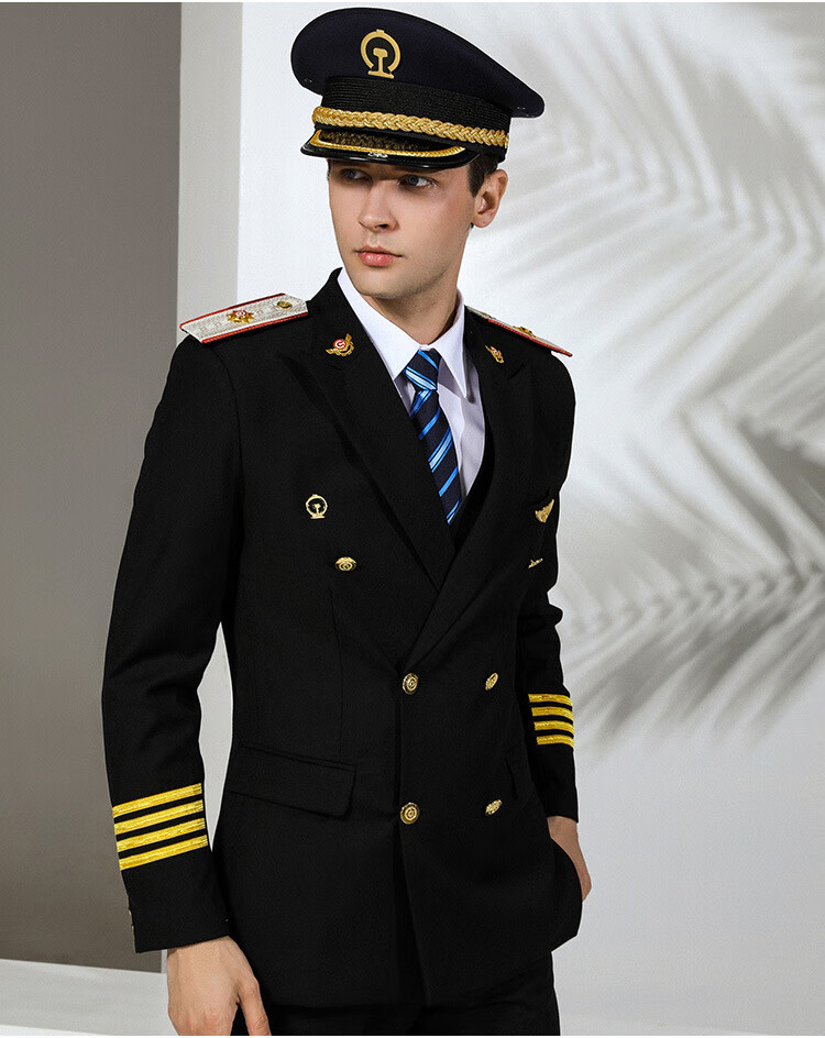 复邦 铁路制服套装动车工作服男士秋季双排扣高铁院校学生乘务员制服