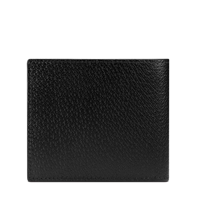 【包税】GUCCI/古驰 经典GG Marmont系列 男士黑色皮革双G金扣带有硬币袋双折钱包428725DJ20T1000
