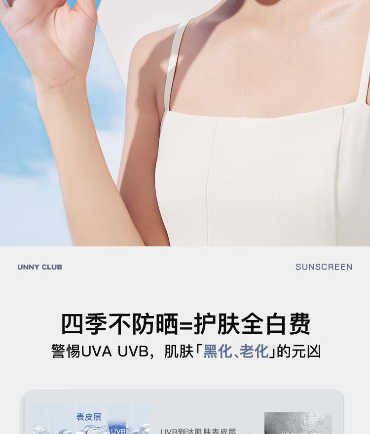 UNNY CLUB防晒乳霜防晒喷雾女军训男士紫外线SPF50+高倍防晒清爽不油腻学生 水润防晒50ml(适合油皮湿润)