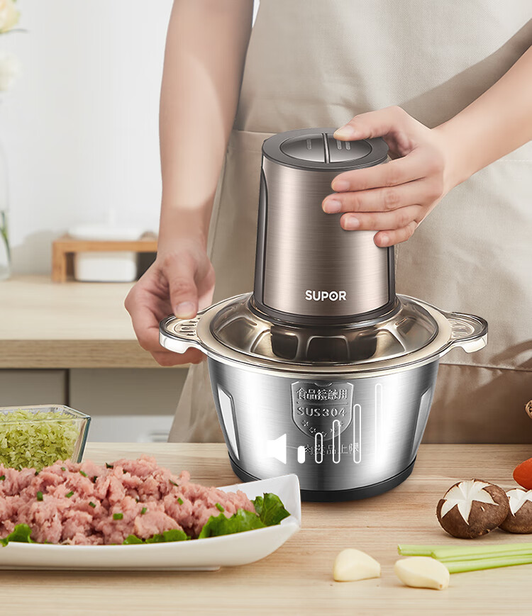 苏泊尔(supor)绞肉机家用电动 不锈钢多能料理机 绞馅机碎肉打肉机