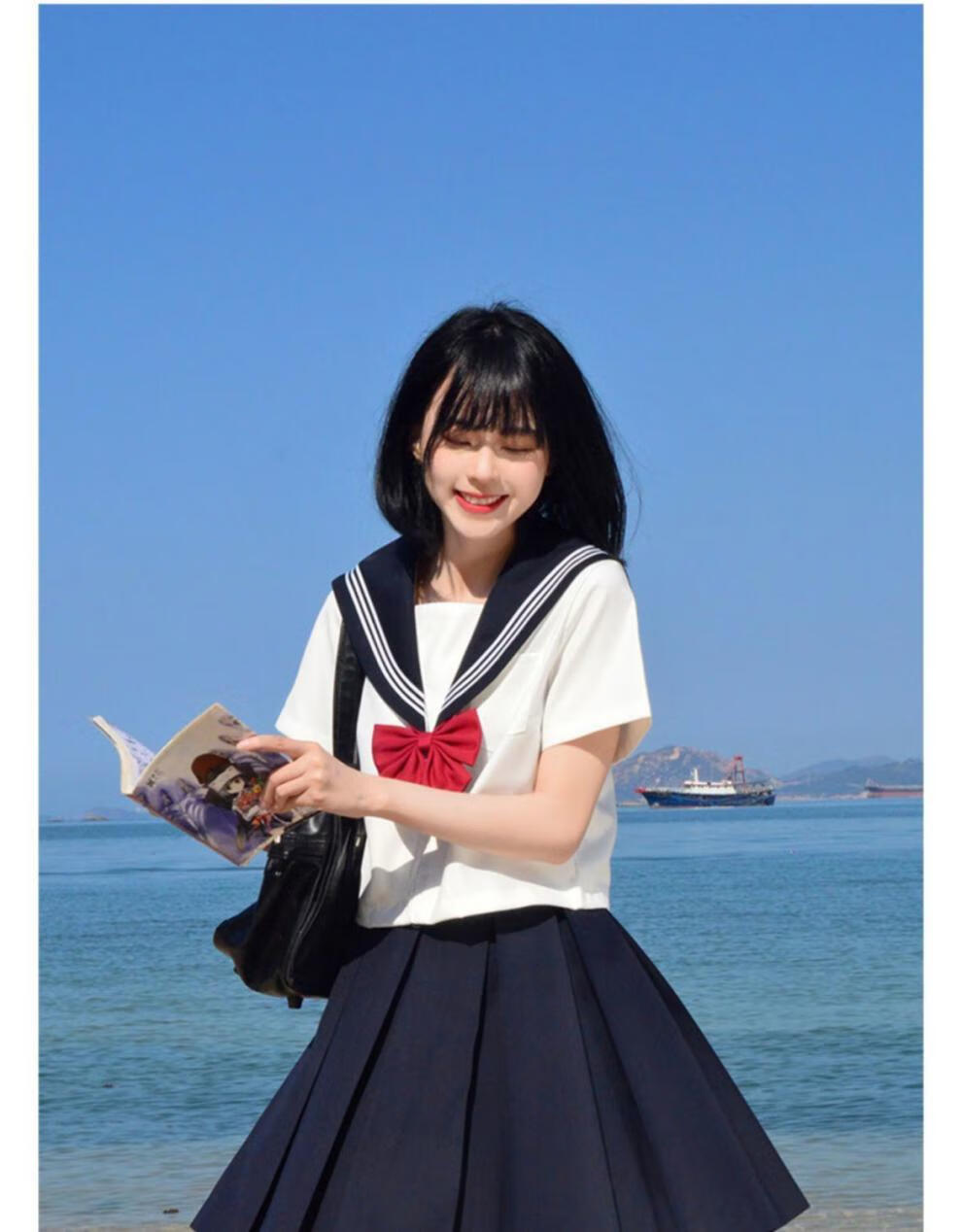 jk水手服正统jk制服白三本日系学院风短袖套装海军风夏服基础款水手服