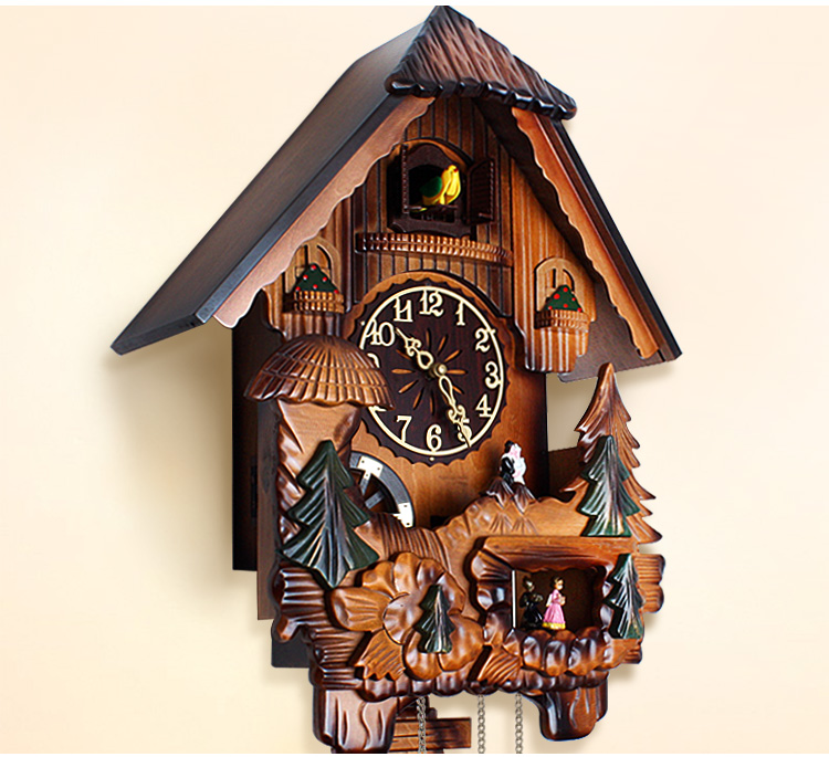 德国黑森林咕咕钟布谷鸟音乐咕咕挂钟 创意时尚客厅石英钟表报时小鸟
