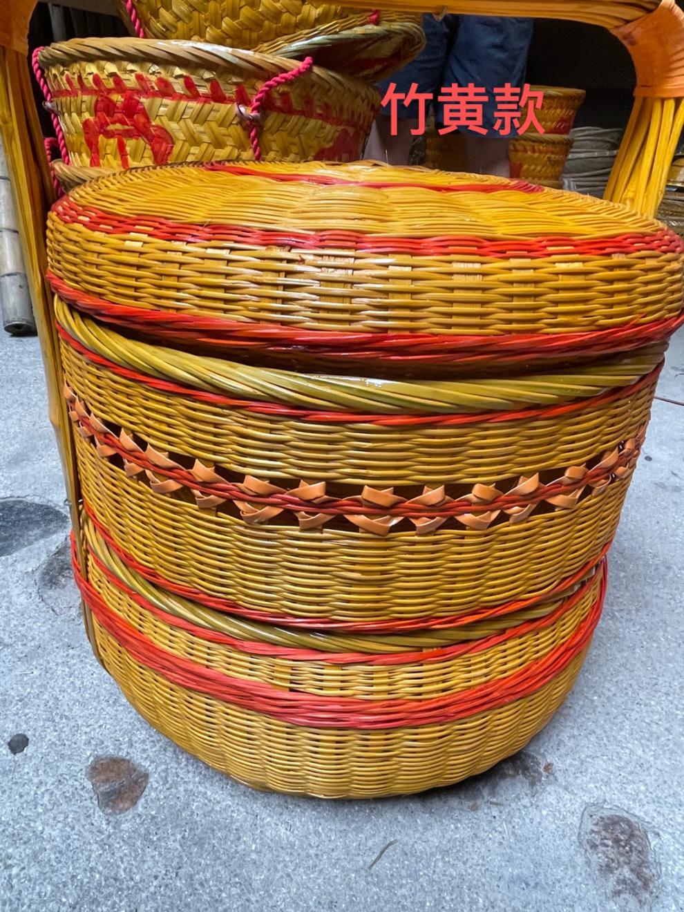 竹编送餐篮 竹编拜拜篮子送餐篮家用喜事 嫁妆婚庆蓝 子竹篮手提礼品