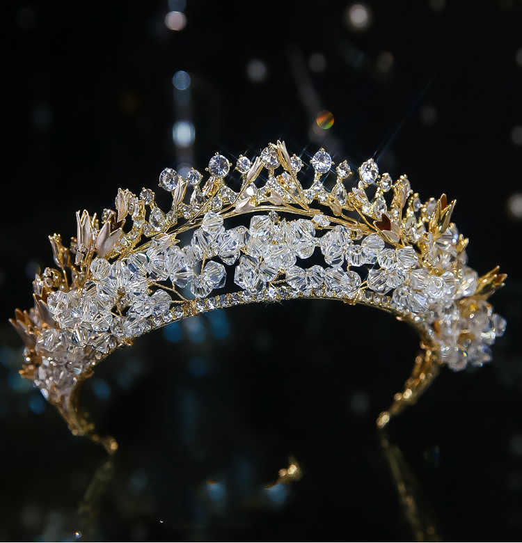 饰之秀新娘头饰新娘结婚皇冠婚纱大气森系发饰水晶王冠仙美婚礼饰品