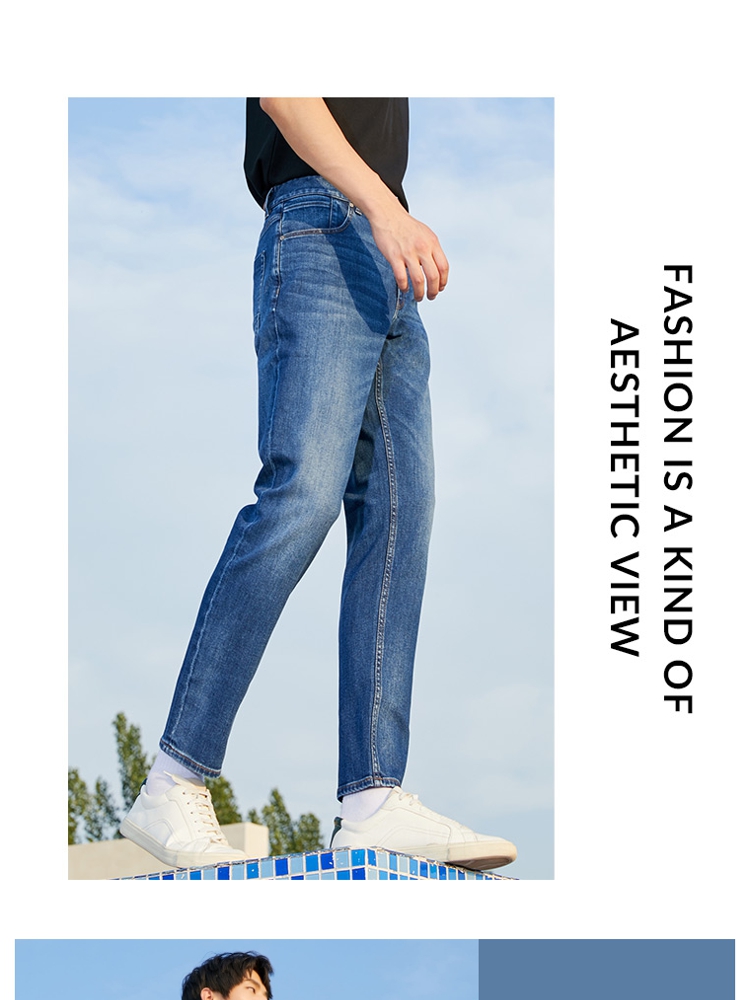 selected思莱德夏季新款简约时尚都市直筒牛仔裤男 深牛仔蓝 165/72a