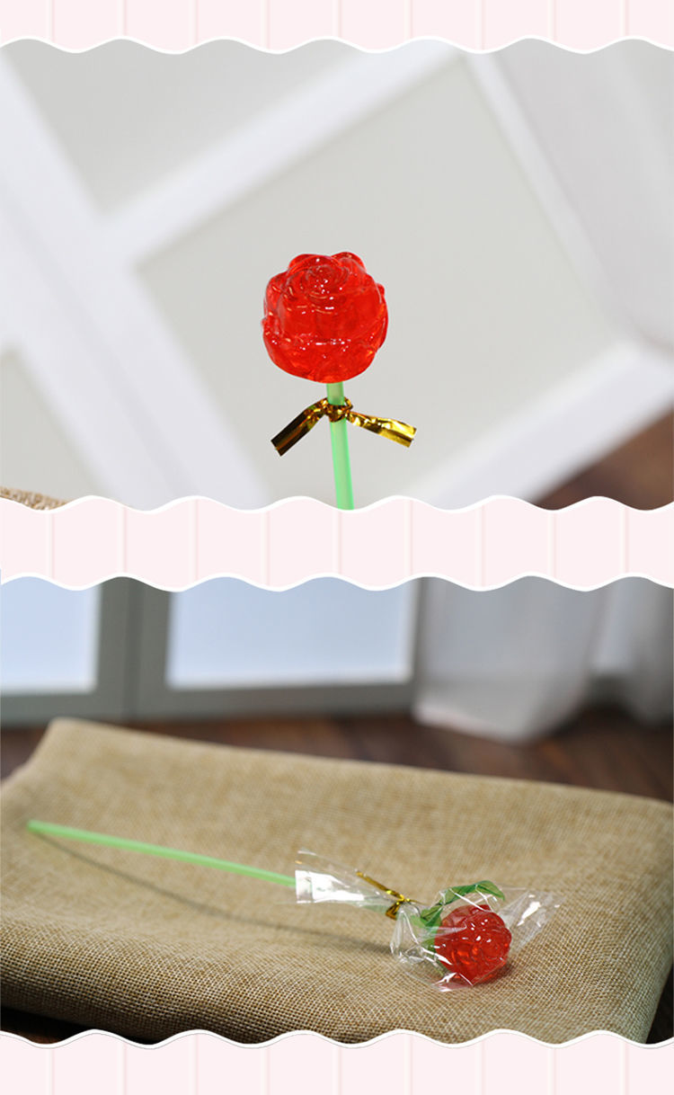 玫瑰花棒棒糖草莓味10g支1包40支三八妇女节礼物送礼佳品1包40支玫瑰