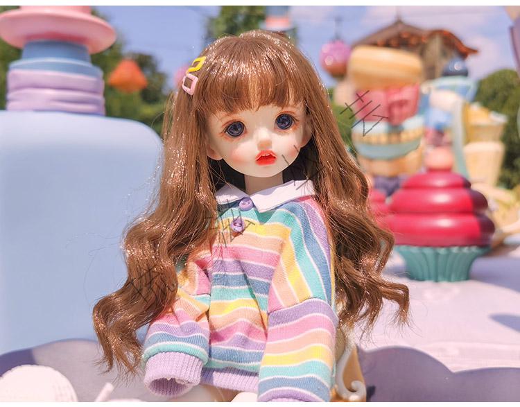 琉滋6分bjd假发假毛马海毛高温丝牛奶丝长发短发卷发长卷卷奶金色牛奶