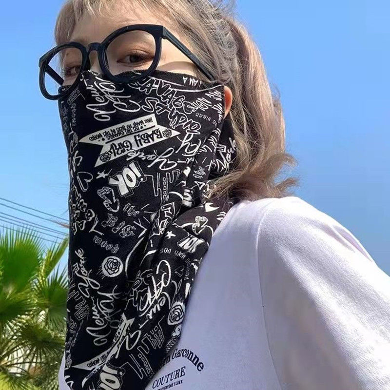 防晒围脖女士夏天防晒面罩骑行面罩遮脸护全脸防晒围脖脖套护颈冰丝