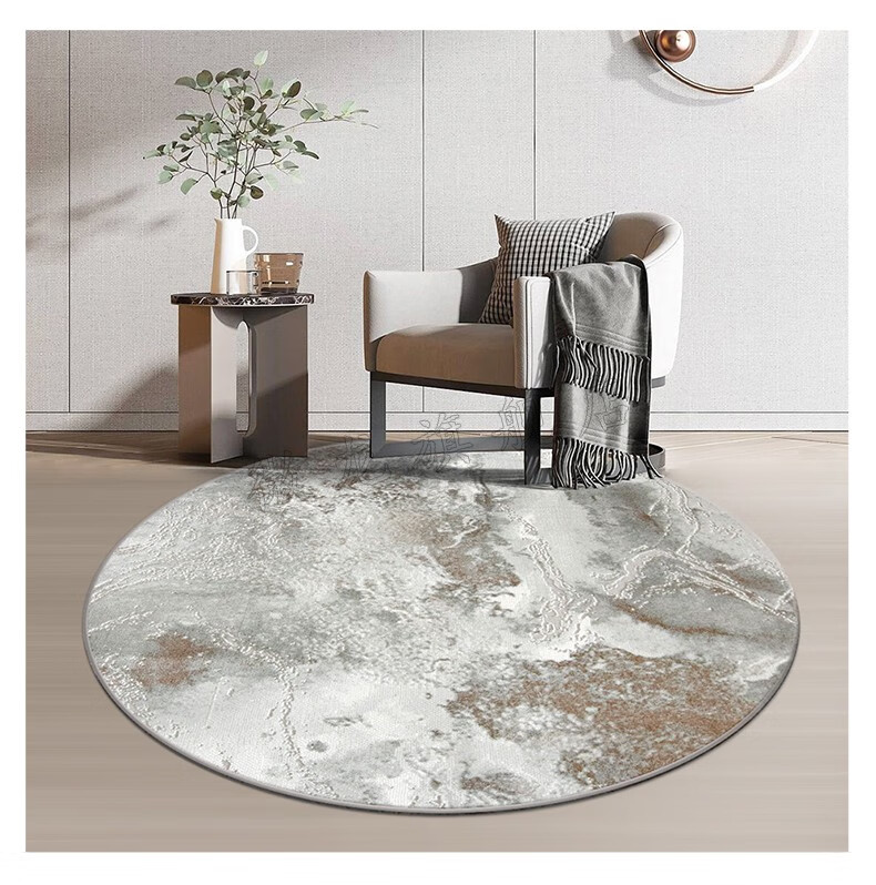微龙 新中式水墨客厅圆形地毯家用易打理沙发茶几地毯意式轻奢满铺大