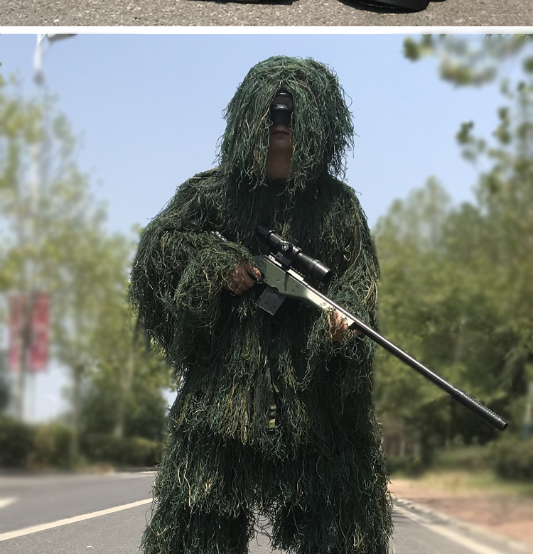 户外成人吉利服男荒漠雪地丛林隐身狩猎衣cs野战伪装服装备套装 雪地