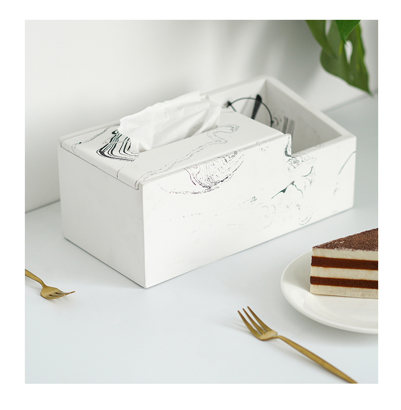 翻旧事北欧创意客厅桌面纸巾盒水泥抽纸盒遥控器收纳美式轻奢纸抽盒