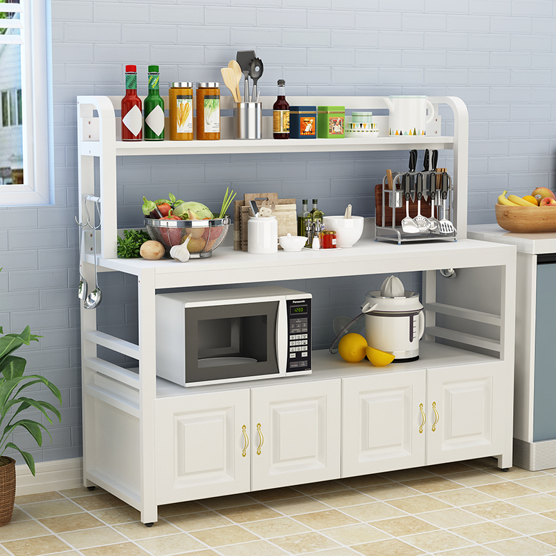 厨房置物柜多功能微波炉置物架储物柜落地多层收纳柜切菜桌操作台长88