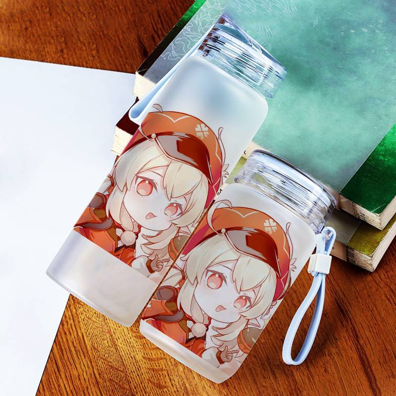 派蒙杯成人原神游戏周边水杯派蒙七七刻晴周边二次元定制高硼硅磨砂水