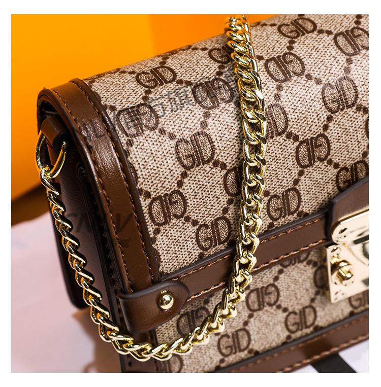 cn lv链条小方包女2022年夏季复古链条老花女包感小方包女时尚单肩斜