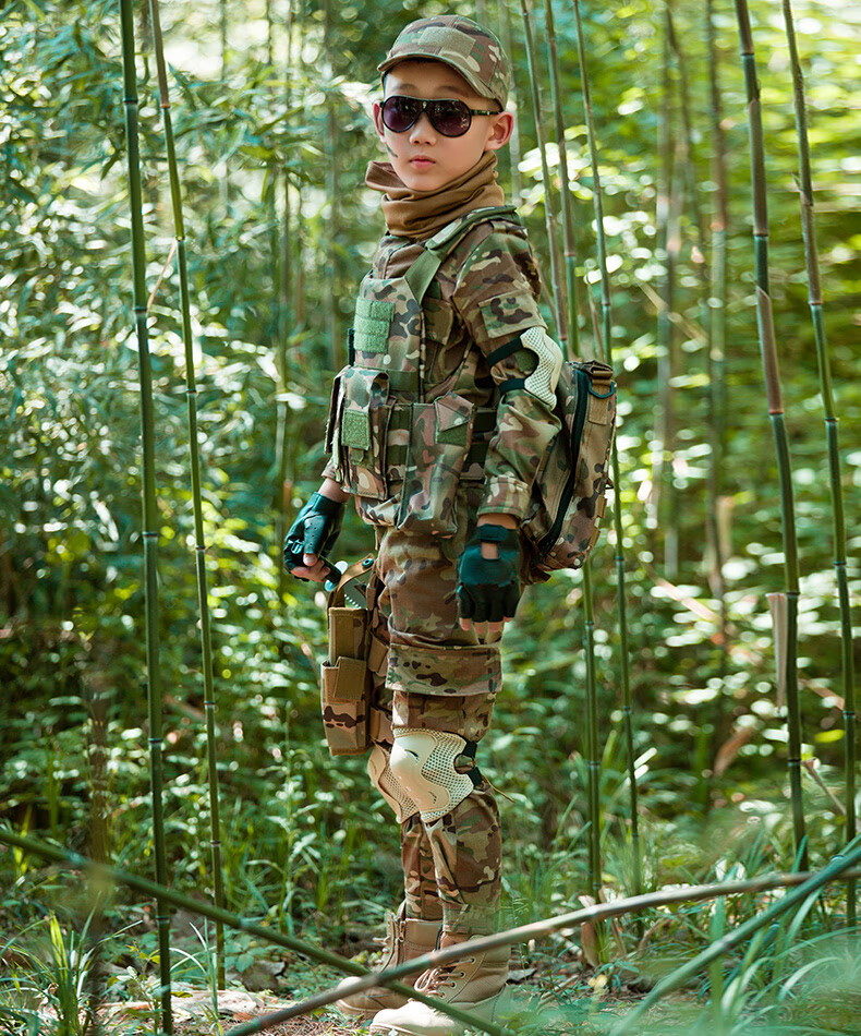 新升级特种警察儿童服装儿童迷彩服短袖套装夏季生日礼物走秀服装