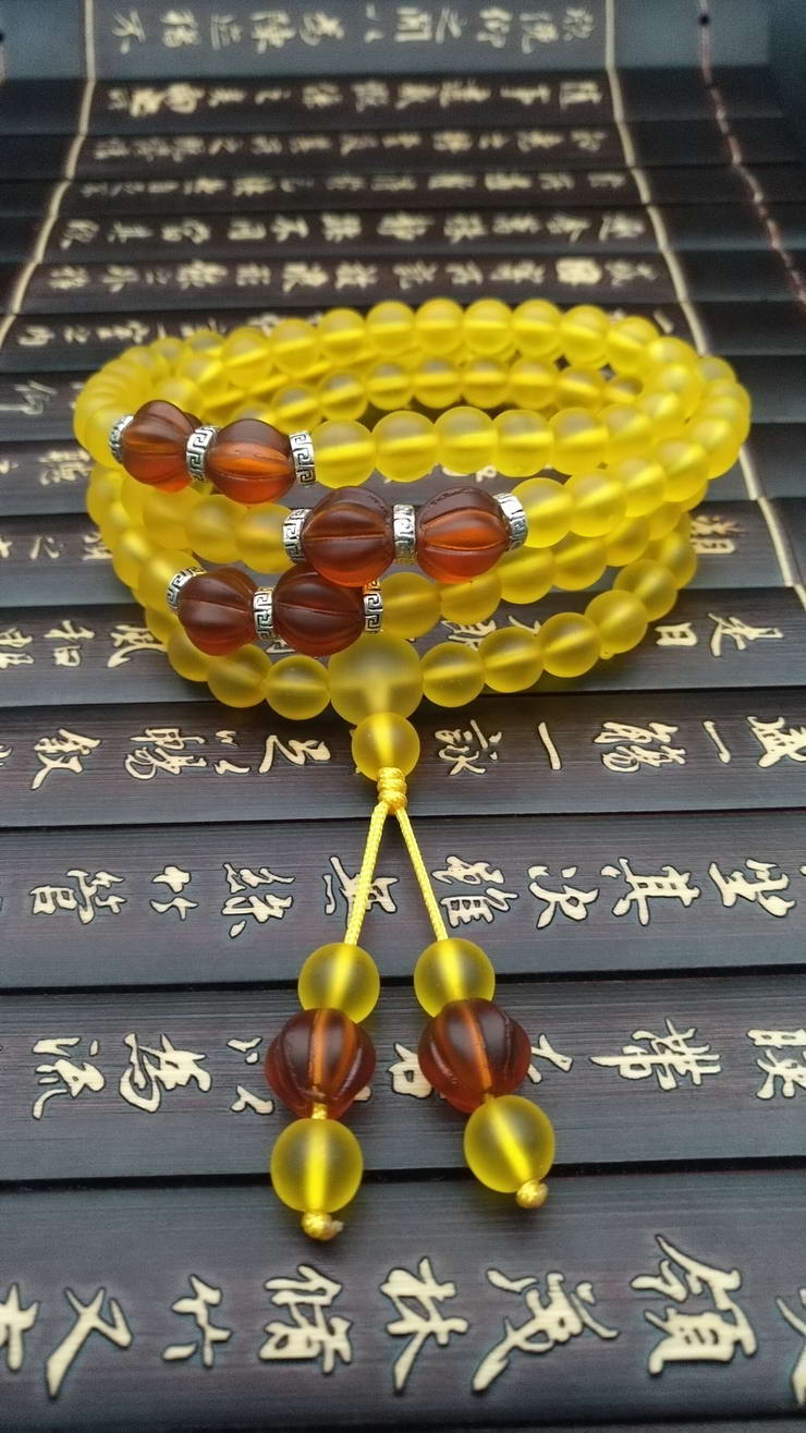 桓缘洋 尼泊尔古法手工琉璃珠108颗 佛珠手串念珠修行手链民族风8mm