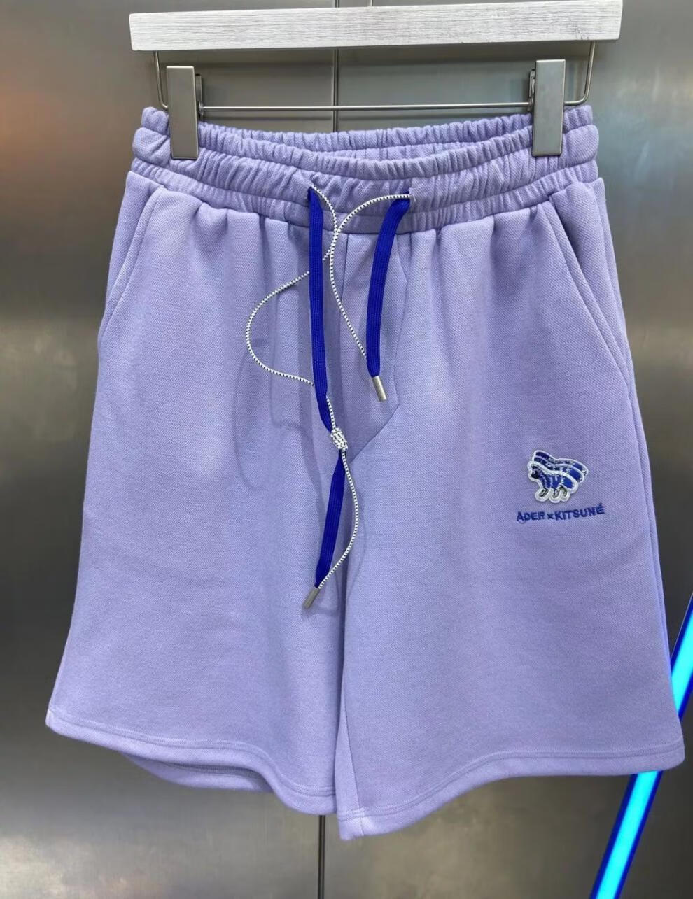 ader官方旗舰2022男女宽松百搭短裤狐狸刺绣休闲五分裤纯棉裤子 灰色