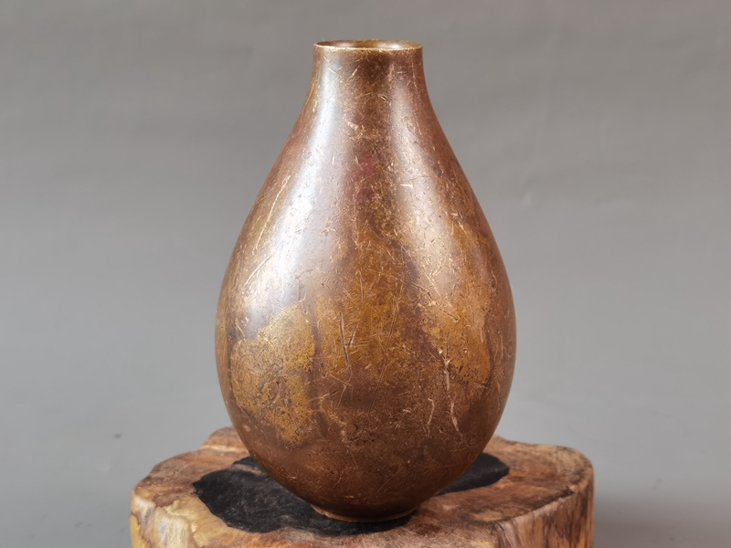 德曼柯 日本高岗铜器花道花艺花器禅意铸铜花瓶花插花入复古铜瓶e8月