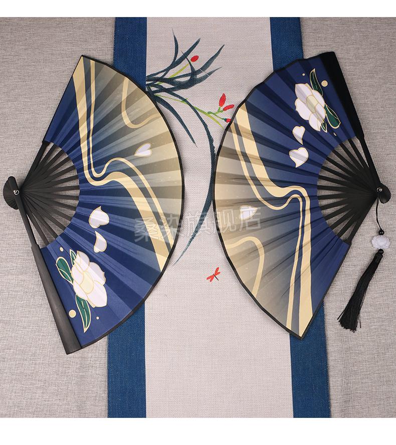 道具扇子原神神里绫华cos扇子印花双面绢布折扇中国风游戏动漫展周边