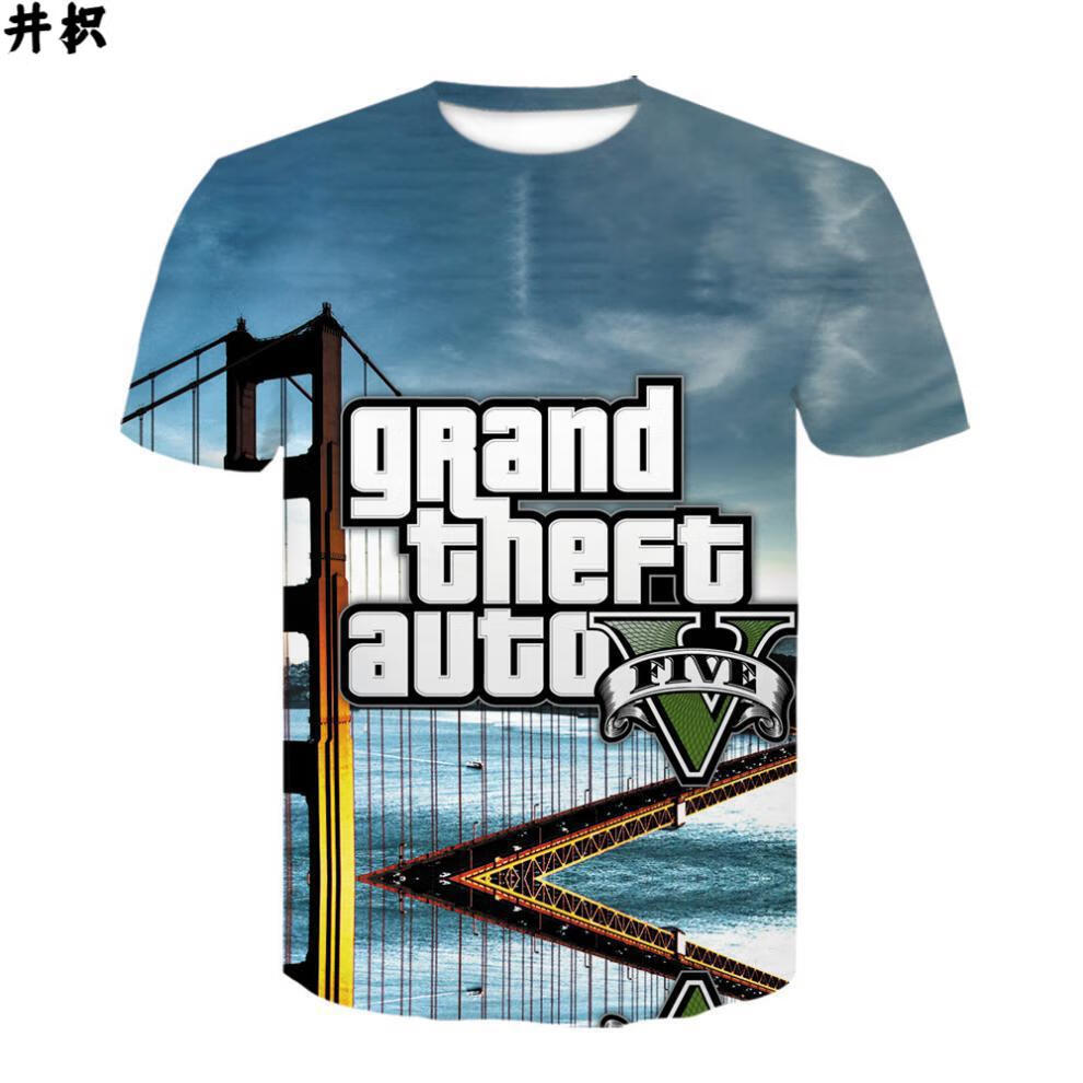 gta5工厂 游戏gta印花短袖侠盗猎车手5圣安地列斯夏季t恤衫上衣服 cbt