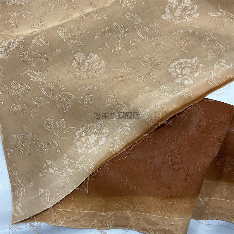 【官方旗舰】桑蚕丝布料布头面料正宗顺德古风丝绸莨绸布料 06号花萝