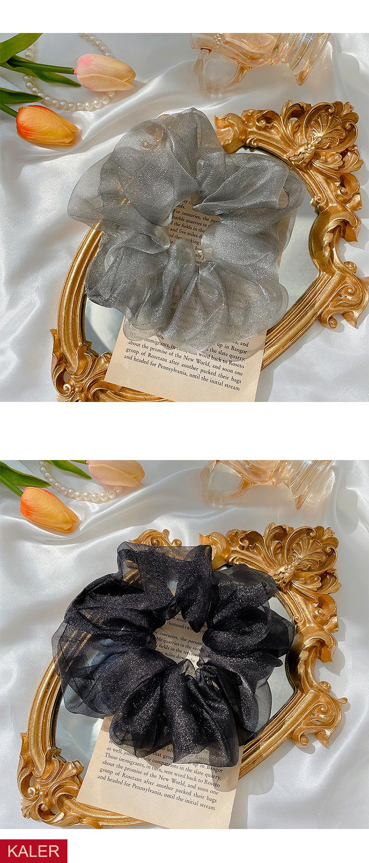 kaler 超大网纱猪大肠发圈2022年仙女夏季肥肠发绳气质头花发饰 语3