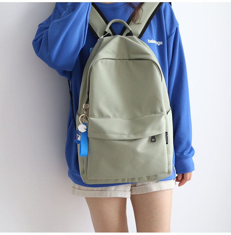 nr诺然双肩包 nr森系纯色大容量双肩包女韩版简约百搭书包男大学生