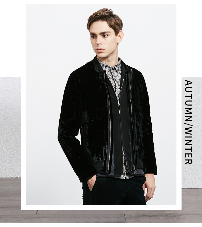 roberta诺贝达男装冬季时尚休闲粘纤防潮夹克男士外套夹克46