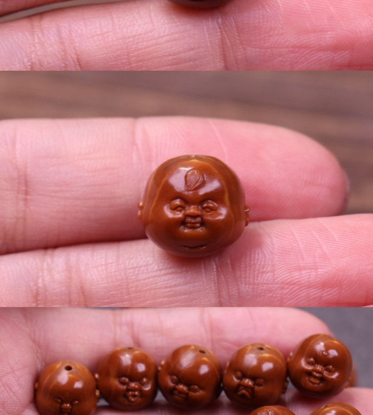 520礼物南工名家橄榄核雕刻手串手工雕刻十分开心童趣橄榄胡手链小籽