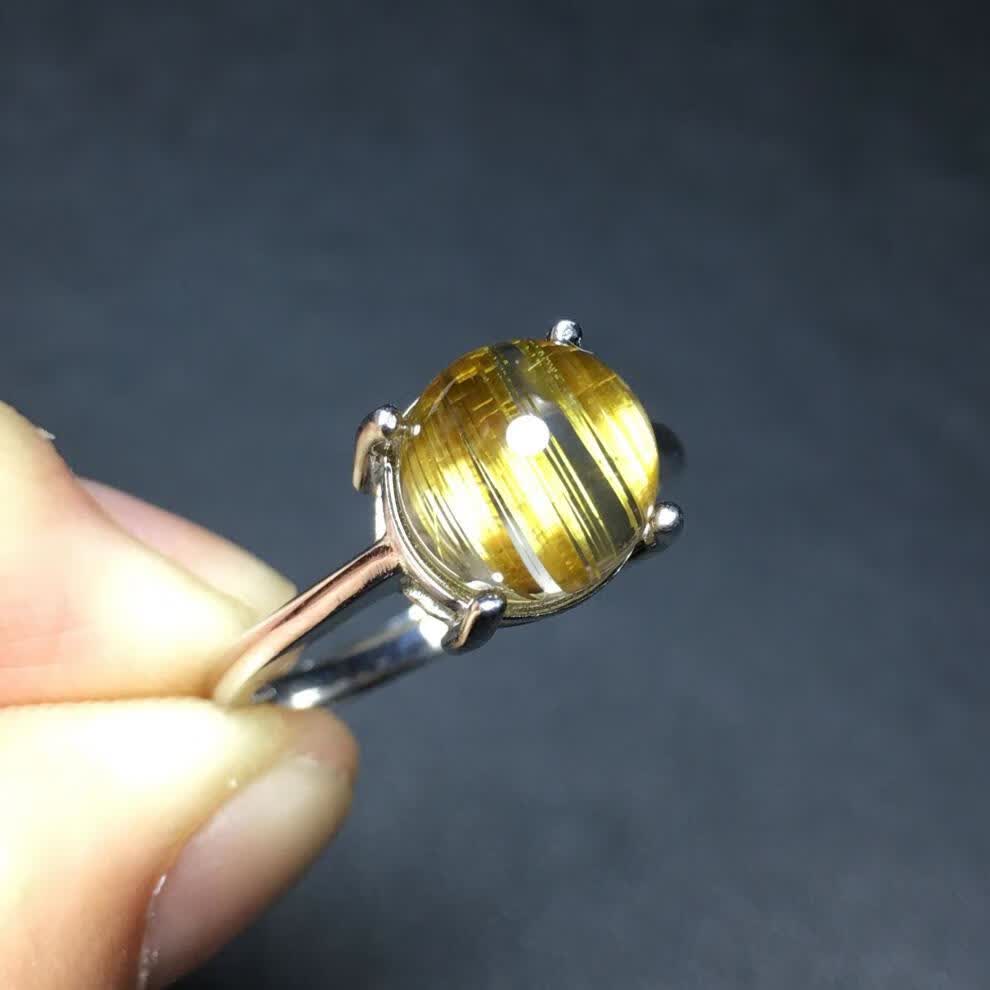 老凤祥风格水晶戒指金发晶钛晶戒指 指环 发晶戒指女 钛晶戒指