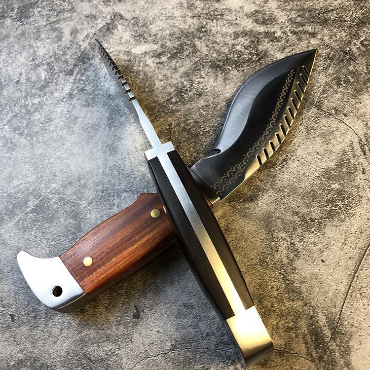 尼泊尔真刀 d2钢户外小刀尼泊尔随身军工刀特战防身刀高硬度求生刀 木