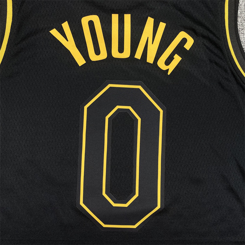 yrydnba球衣湖人队黑金款v领8号20号威少背心篮球服运动套装 0号尼克